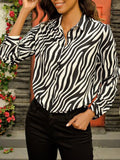 Zebra Patterned Print Tops Loose Blouse Shirt