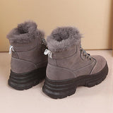 Warm Fur Lined Lace-Up Snow Boots Platform Women's Shoes