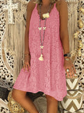 Solid Sleeveless V-neck Sling Lace Loose Dress