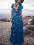 Elegant V-neck Star Print Bohemia Dress