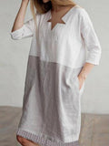 Cotton and Linen Sleeve Hem Lace Dress