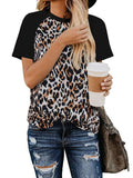 Round Neck Tops Short Sleeve Leopard T-Shirt