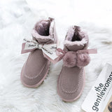 Women Warm Fur Lined Suede Ankle Snow Boots Flat Heel Shoes