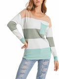 Round Neck Long Sleeve Pocket Sweater Tops