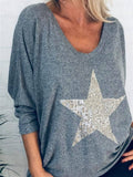 Star Long Sleeve Round Neck Shirts & Tops