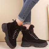 Warm Fur Lined Lace-Up Snow Boots Platform Women's Shoes