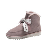 Women Warm Fur Lined Suede Ankle Snow Boots Flat Heel Shoes