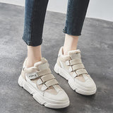 Women Chic Fur Lind Athletic Sneakers Magic Tape Warm Shoes