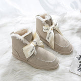 Women Warm Fur Lined Suede Ankle Snow Boots Flat Heel Shoes