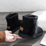 Women Warm Fur Lined Ankle Snow Boots Flat Heel Shoes