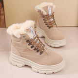 Warm Fur Lined Lace-Up Snow Boots Platform Women's Shoes