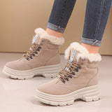 Warm Fur Lined Lace-Up Snow Boots Platform Women's Shoes