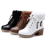 Women's Warm Fur Lace-Up Ankle Boot Winter Shoes