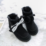 Women Warm Fur Lined Suede Ankle Snow Boots Flat Heel Shoes