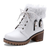 Women's Warm Fur Lace-Up Ankle Boot Winter Shoes