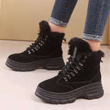 Warm Fur Lined Lace-Up Snow Boots Platform Women's Shoes