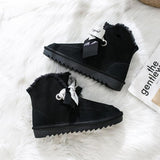 Women Warm Fur Lined Suede Ankle Snow Boots Flat Heel Shoes