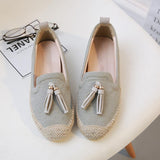 Women Comfy Slip On Flat Loafers Tassels Espadrille Shoes