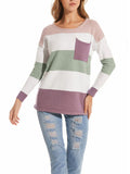 Round Neck Long Sleeve Pocket Sweater Tops