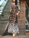 Vintage Elegant Pocket Print Maxi Dress