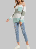 Round Neck Long Sleeve Pocket Sweater Tops