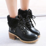 Women's Warm Fur Lace-Up Ankle Boot Winter Shoes