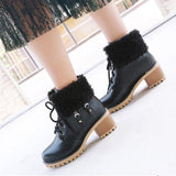 Women's Warm Fur Lace-Up Ankle Boot Winter Shoes