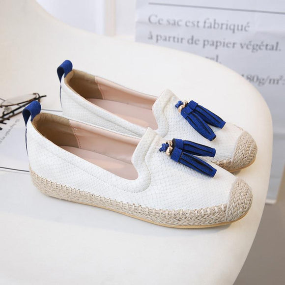 Women Comfy Slip On Flat Loafers Tassels Espadrille Shoes