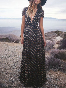 Elegant V-neck Star Print Bohemia Dress