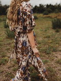 Bohemian Floral Cropped Sleeve Dress