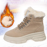 Warm Fur Lined Lace-Up Snow Boots Platform Women's Shoes