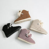 Women Warm Fur Lined Suede Ankle Snow Boots Flat Heel Shoes