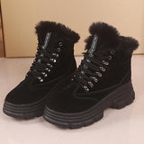 Warm Fur Lined Lace-Up Snow Boots Platform Women's Shoes