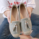 Women Comfy Slip On Flat Loafers Tassels Espadrille Shoes