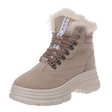 Warm Fur Lined Lace-Up Snow Boots Platform Women's Shoes