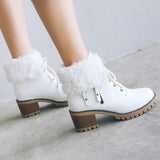 Women's Warm Fur Lace-Up Ankle Boot Winter Shoes