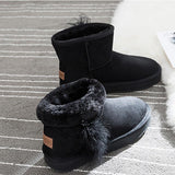 Women Warm Fur Lined Ankle Snow Boots Flat Heel Shoes