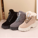 Warm Fur Lined Lace-Up Snow Boots Platform Women's Shoes