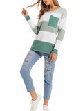 Round Neck Long Sleeve Pocket Sweater Tops