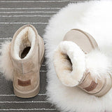 Women Warm Fur Lined Ankle Snow Boots Flat Heel Shoes