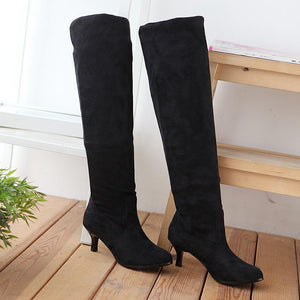 Faux Suede Women's Shoes High Heel Knee High Boots