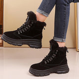 Warm Fur Lined Lace-Up Snow Boots Platform Women's Shoes