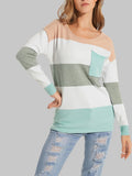 Round Neck Long Sleeve Pocket Sweater Tops