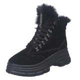 Warm Fur Lined Lace-Up Snow Boots Platform Women's Shoes