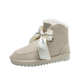 Women Warm Fur Lined Suede Ankle Snow Boots Flat Heel Shoes