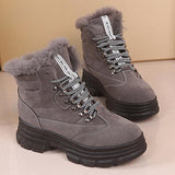 Warm Fur Lined Lace-Up Snow Boots Platform Women's Shoes