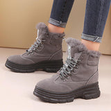 Warm Fur Lined Lace-Up Snow Boots Platform Women's Shoes