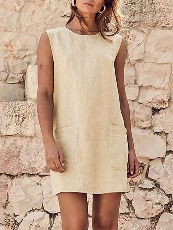 Cotton Linen Sleeveless Mini Dress