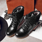 Women's Warm Fur Lace-Up Ankle Boot Winter Shoes