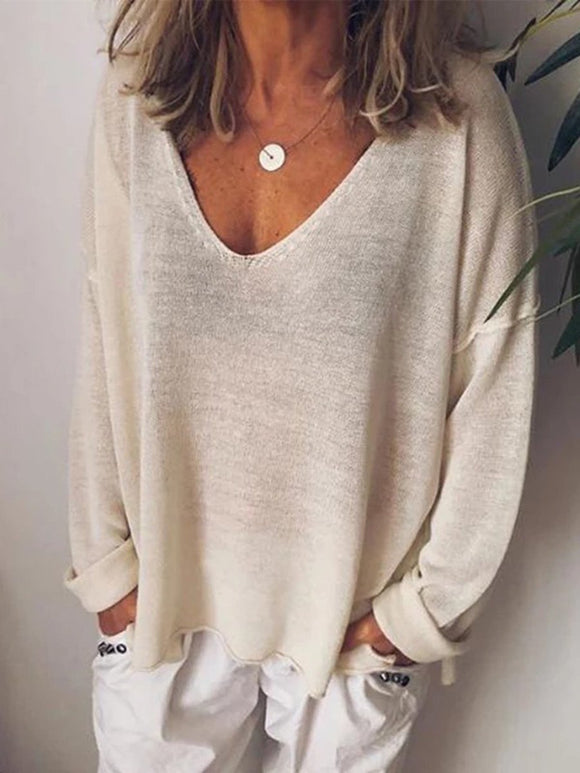 Casual Cotton-Blend Long Sleeve Shirts & Tops